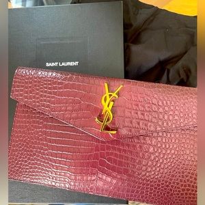 Saint Laurent Uptown Pouch Croc Rouge Legion